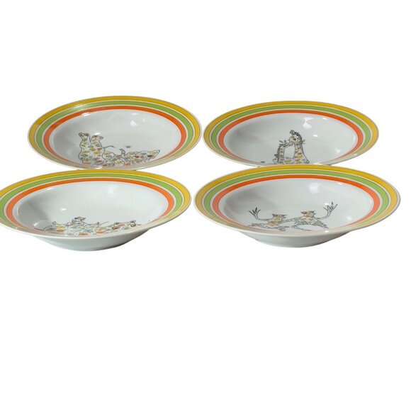 Set Of 4 Zoophisticates By Gant Gaither Bowls Animal Design Porcelain 8.25 Inch - Picture 3 of 12